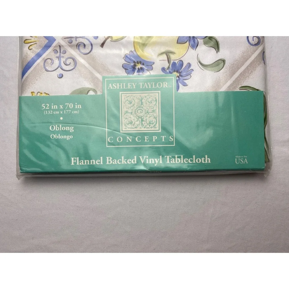 Ashley Taylor Concepts 52x70 Oblong Flannel Backed Vinyl Tablecloth Fruit Floral